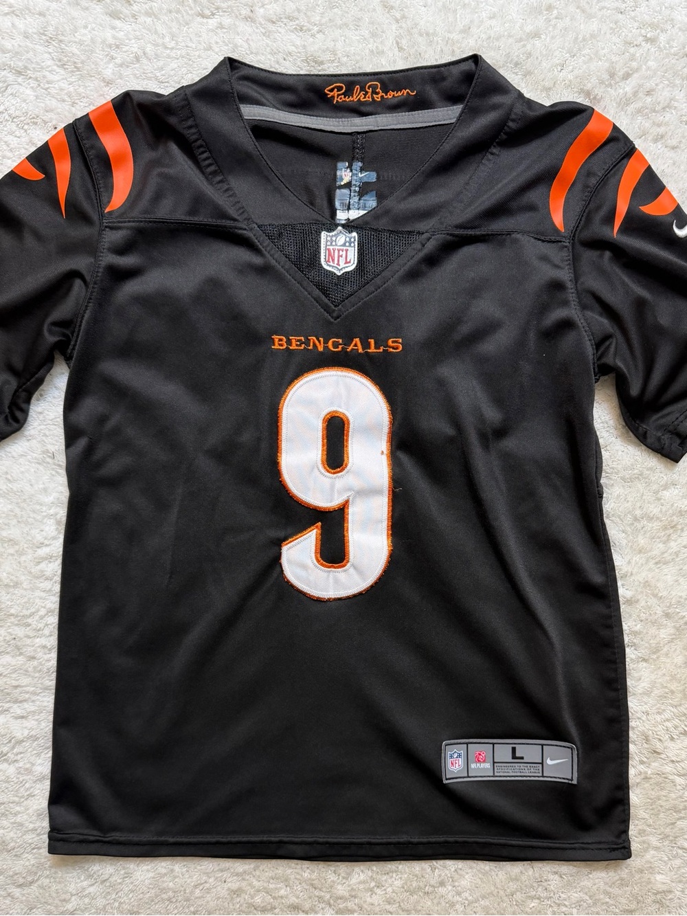 Nike Black and Orange Bengals Joe Burrow #9 Football Jersey